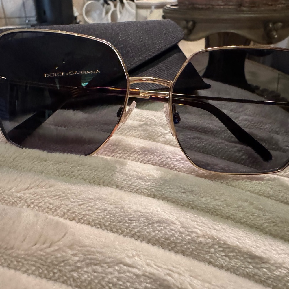Dolce & Gabbana Aviator Style Sunglasses with Gold Accents